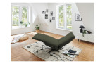 Komfort-Relaxliege Rom, in der Farbausführung Khaki, mit der Relaxfunktion, in einem Raum stehend, Seitenansicht