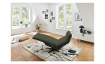 Komfort-Relaxliege Rom, in der Farbausführung Khaki, mit der Relaxfunktion, in einem Raum stehend, Frontansicht