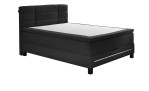 Boxspringbett Jogi in Anthrazit aus einem Stoffbezug mit einer Lichtleiste im Fußteil.