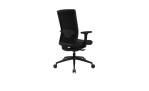 Drehstuhl Office Chair mit Armlehnen, schwarzem Fußkreuz und schwarzem Bezug, Schrägansicht von hinten
