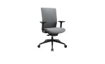 Drehstuhl Office Chair mit Armlehnen, schwarzem Fußkreuz und einem Bezug in der Farbe Grau