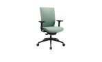 Drehstuhl Office Chair mit Armlehnen, schwarzem Fußkreuz und einem Bezug in der Farbe Grün