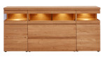 Sideboard v-plus 3000 in Wildeiche hell mit einer Klappe, zwei Türen und zwei Schubkästen mit Beleuchtung