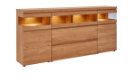 Sideboard v-plus 3000 in Wildeiche hell mit einer Klappe, zwei Türen und zwei Schubkästen mit Beleuchtung