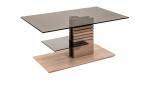 Couchtisch 5655-GPA-EBI, in Parsolglas grau und Wildeiche massiv