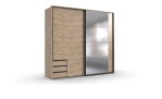 Schwebetürenschrank Petra in Viking-Oak-Nachbildung, mit Spiegel und 3 Schubkästen