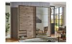 Schwebetürenschrank Petra in Viking-Oak-Nachbildung, mit Spiegel und 3 Schubkästen, Ansicht im Milieu