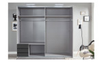 Schwebetürenschrank Petra in digi-steel-Optik und Graphit, mit Spiegel und 3 Schubkästen, Ansicht ohne Türen