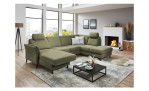 Ecksofa plano|FORM Lirio in der Farbe Grün mit der Funktion in der Ottomane