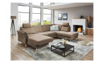 Ecksofa plano|FORM Lirio in der Farbe Camel mit der Funktion in der Ottomane