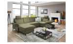 Ecksofa plano|FORM Lirio in der Farbe Grün mit dem offenen Stauraum