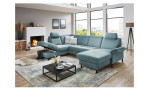 Ecksofa plano|FORM Lirio in der Farbe Ice mit dem offenen Stauraum