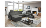 Ecksofa plano|FORM Lirio in der Farbe Anthrazit mit dem offenen Stauraum