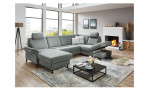 Ecksofa plano|FORM Lirio in der Farbe Steel mit dem offenen Stauraum