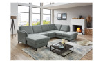 Ecksofa plano|FORM Lirio in der Farbe Steel ohne Kopfstütze
