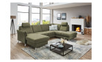 Ecksofa plano|FORM Lirio in der Farbe Grün in einem Raum stehend