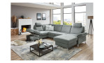 Basis-Ecksofa plano|FORM Lirio in der Farbausführung steel in einem Raum stehend mit einem offenen Stauraum
