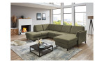 Basis-Ecksofa plano|FORM Lirio in der Farbausführung Grün in einem Raum stehend