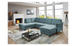Basis-Ecksofa plano|FORM Lirio in der Farbausführung Blau in einem Raum stehend