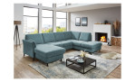 Basis-Ecksofa plano|FORM Lirio in der Farbausführung Ice in einem Raum stehend