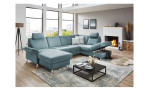Ecksofa plano|FORM Lirio in der Farbe Ice mit dem offenen Stauraum