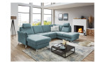Ecksofa plano|FORM Lirio in der Farbe Ice in einem Raum stehend