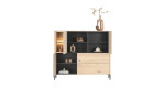 Highboard Trenton in der Farbe Natur von vorne mit geöffneten Türen