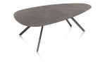 Couchtisch Minato im Dekor Onyx / Marmor-Optik und 4-Fuß-Gestell aus Metall in Graphit