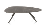 Couchtisch Minato im Dekor Onyx / Marmor-Optik und 4-Fuß-Gestell aus Metall in Graphit, Seitenansicht