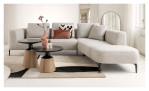 Ecksofa Brampton von Habufa in der Farbe Kiesel, Ottomane rechts, Ansicht im Milieu