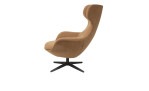 Sessel und Hocker Noora von Habufa in der Farbe Gold, Seitenansicht Sessel