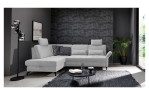 Komfort-Ecksofa Westminster, in der Farbausführung Silver, in einem Raum stehend