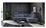 Basis-Ecksofa Westminister in der Farbe Graublau in einem Raum stehend