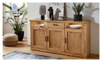 Sideboard Bristol in Asteiche Bianco aus Massivholz, Furnier und Holzwerkstoff Auf einem dekorierten hintergrund