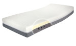 Kaltschaummatratze Moon Premium 90 x 200 cm H2 aus einem weißen Softtuch mit einem Kaschmir-Anteil und Purotex-Veredelung und der Unterseite in anthrazit. Mit einem zusätzlichen Ausschnitt der Polsterung.