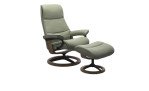 Relaxsessel mit Hocker Stressless View S Signature, Paloma Echtleder Farbe: Shadow Green, Gestell: Smoked Oak, Mattschwarz 