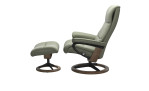 Relaxsessel mit Hocker Stressless View M Signature, Paloma Echtleder Farbe: Shadow Green, Gestell: Smoked Oak, Mattschwarz, Seitenansicht