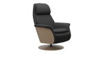 Relaxsessel Stressless Sam Power Wood mit Bezug aus Calido Wollfilz-Stoff in Dark Grey und Gestell aus Eichenholz