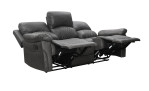 3-Sitzer-Sofa Füssen mit einem Bezug in anthrazitfarbener Mikrofaser, Ansicht der Relaxfunktion