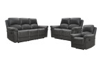 3-Sitzer-Sofa Füssen mit einem Bezug in anthrazitfarbener Mikrofaser, abgebildet mit passendem Sessel und 2-Sitzer