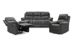 3-Sitzer-Sofa Füssen mit einem Bezug in anthrazitfarbener Mikrofaser, abgebildet mit passenden Sesseln 