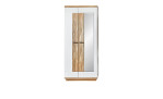 Garderobenschrank MONDO Lisana mit Fronten weiß und Wildeiche massiv, Korpus in Old Artisan Eiche-Nachbildung, mit 2 Türen, davon 1 Spiegeltür, Breite 85 cm