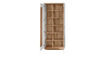 Garderobenschrank MONDO Lisana mit Fronten weiß und Wildeiche massiv, Korpus in Old Artisan Eiche-Nachbildung, mit 2 Türen, davon 1 Spiegeltür, Breite 85 cm, Ansicht mit geöffneten Türen 