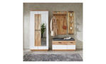 Garderobenpaneel MONDO Lisana in Old Artisan Oak Nachbildung und Absetzungen in Wildeiche-massiv, Breite 70 cm, Vorder-Ansicht mit Komplett-Garderobe