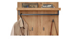 Garderobenpaneel MONDO Lisana in Old Artisan Oak Nachbildung und Absetzungen in Wildeiche-massiv, Breite 70 cm, Nah-Ansicht von 1 Hutablage, 4 Haken und 1 Stange