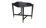 Beistelltisch MONDO Varium mit einer Keramik Tischplatte in  Marmoroptik Marquina und einem schwarzem Stahlgestell.