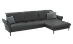 Komfort-Ecksofa MONDO Mirium in einerm Echtlederbezug in Steel