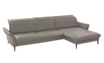 Basis-Ecksofa MONDO Mirium in einerm Echtlederbezug in Granit