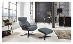 Komfort-Relaxsessel MONDO Irie in einem Echtlederbezug in Steel. Mit verstellten Rücken