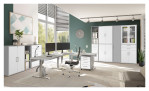 Rollcontainer vito Vary Front in Ice White supermatt und Korpus in Kreidegrau matt, Ansicht im Milieu